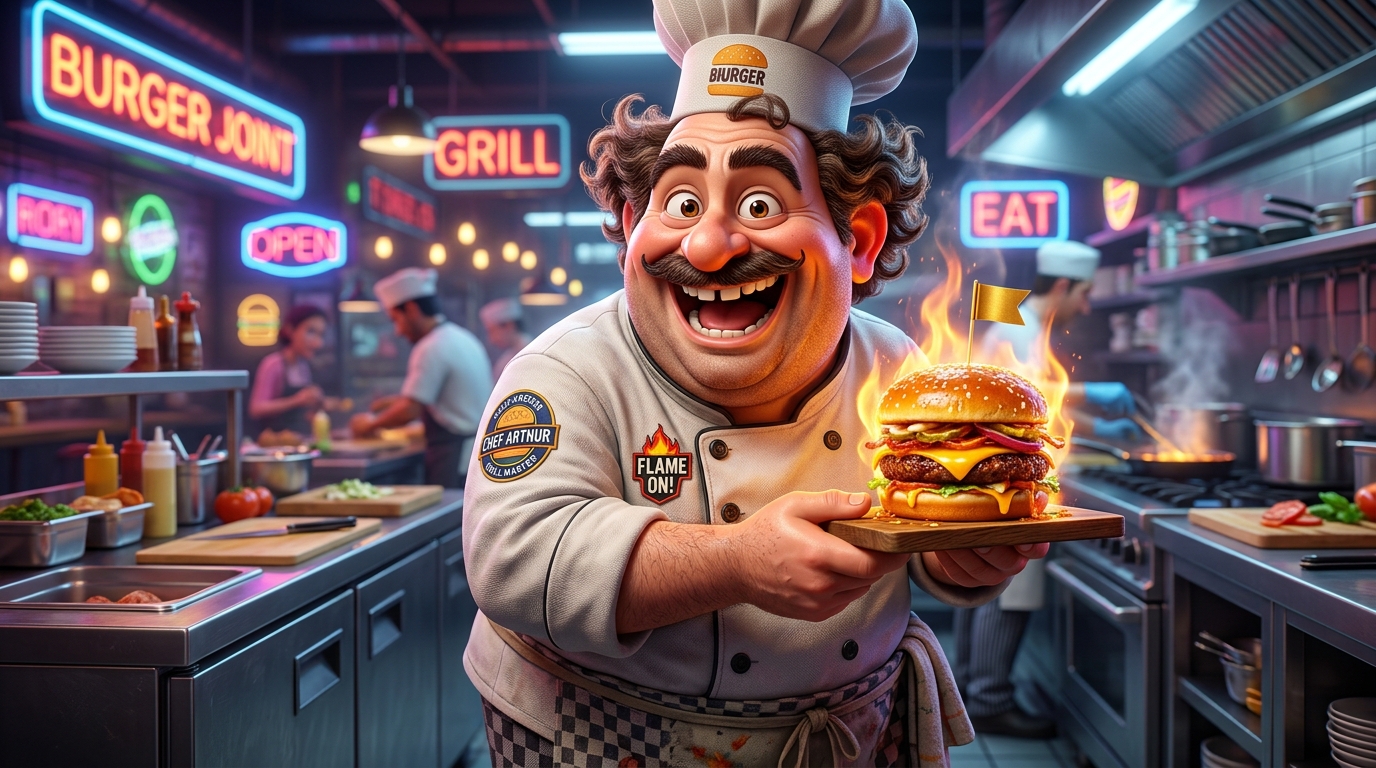 Caricatura 3D Chef Empreendedor